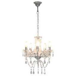 Walplus Chandelier With Crystal Beads Silver Round 5 X E14 - thumbnail 2