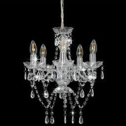 Walplus Chandelier With Crystal Beads Silver Round 5 X E14 - thumbnail 3