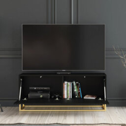Tv Unit Ripple 100Cm - Black With Fluted Doors - thumbnail 2