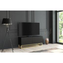 Tv Unit Ripple 100Cm - Black With Fluted Doors - thumbnail 6