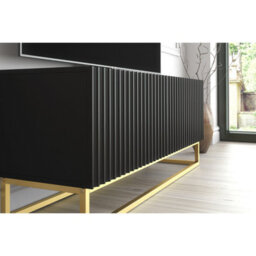 Tv Unit Ripple 100Cm - Black With Fluted Doors - thumbnail 5