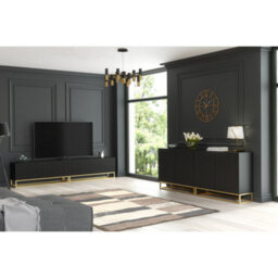 Tv Unit Ripple 100Cm - Black With Fluted Doors - thumbnail 7