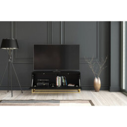 Tv Unit Ripple 100Cm - Black With Fluted Doors - thumbnail 4