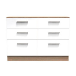 Trent 6 Drawer Wide Chest In White & Bardolino Oak (Ready Assembled) - thumbnail 1