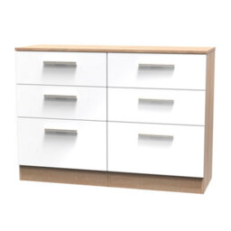 Trent 6 Drawer Wide Chest In White & Bardolino Oak (Ready Assembled) - thumbnail 3