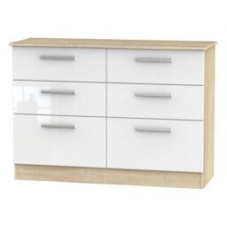 Trent 6 Drawer Wide Chest In White & Bardolino Oak (Ready Assembled) - thumbnail 7