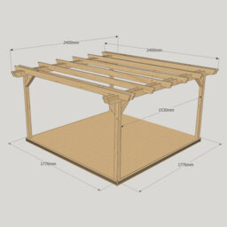 Rutland County Garden Furniture Double Garden Pergola And Decking Kit - Wood - L240 X W240 Cm - Rustic Brown - thumbnail 4