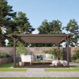 Rutland County Garden Furniture Double Garden Pergola And Decking Kit - Wood - L240 X W240 Cm - Rustic Brown - thumbnail 3