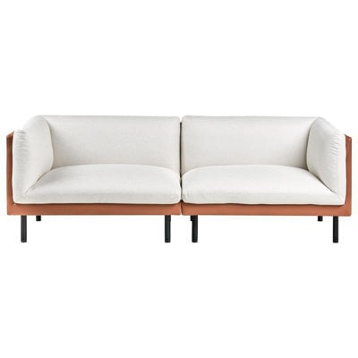 Wyld And Coco Novahome 3-Seater Sofa Off-White Fabric With Brown Faux Leather Shell, Water-Repellent. - image 1