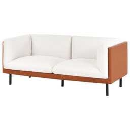 Wyld And Coco Novahome 3-Seater Sofa Off-White Fabric With Brown Faux Leather Shell, Water-Repellent. - thumbnail 8