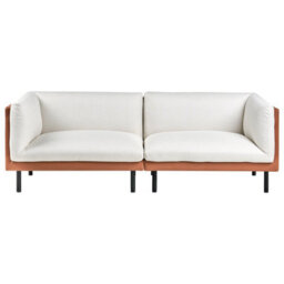 Wyld And Coco Novahome 3-Seater Sofa Off-White Fabric With Brown Faux Leather Shell, Water-Repellent. - thumbnail 1