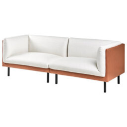 Wyld And Coco Novahome 3-Seater Sofa Off-White Fabric With Brown Faux Leather Shell, Water-Repellent. - thumbnail 5