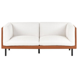 Wyld And Coco Novahome 3-Seater Sofa Off-White Fabric With Brown Faux Leather Shell, Water-Repellent. - thumbnail 7