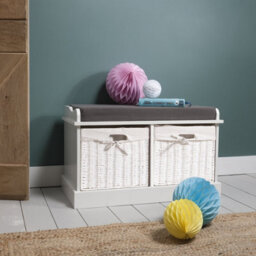 Nöa & Nani Noa & Nani Storage Bench With 2 Baskets In Classic White Stockholm - thumbnail 4