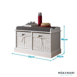 Nöa & Nani Noa & Nani Storage Bench With 2 Baskets In Classic White Stockholm - thumbnail 3