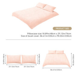 Thehotsale Jade Pink Striped Extra-Large Bedding Set With Rabbit Fur-Like Plush Fabric (Three-Piece Set) - thumbnail 9