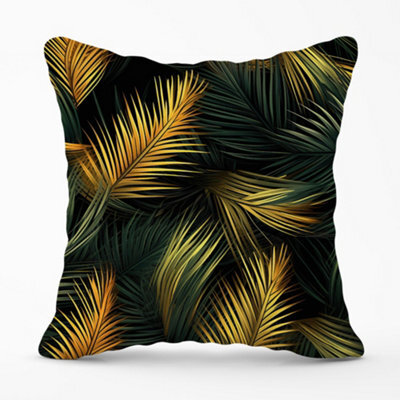 Warren Reed Designer Golden Palm Leaves Cushions 60Cm X 60Cm - image 1