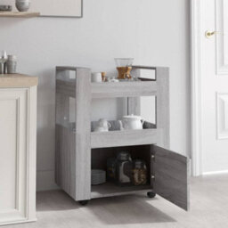 Vidaxl Kitchen Trolley Grey Sonoma 60X45X80 Cm Engineered Wood Kitchen Trolleys - thumbnail 3