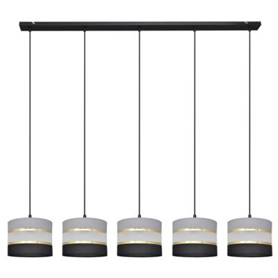 Luminosa Lighting Luminosa Helen Straight Bar Pendant Ceiling Light Black, Gold, Grey 115Cm