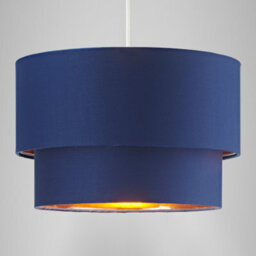Happy Homewares Modern Midnight Blue Cotton Double Tier Ceiling Shade With Shiny Copper Inner - thumbnail 5