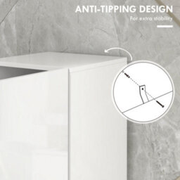 Kleankin High Gloss Bathroom Storage Cabinet With Adjustable Shelves White - thumbnail 6