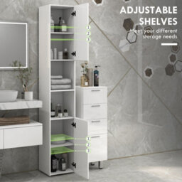 Kleankin High Gloss Bathroom Storage Cabinet With Adjustable Shelves White - thumbnail 5