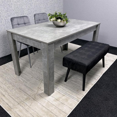 Kosy Koala Modern Grey Dining Table Set With 2 Grey Velvet Chairs And 1 Black Bench Dining Room Furniture - image 1