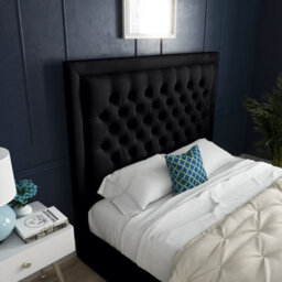 Ds Living Kingston Upholstered Black Plush Velvet Super King Size Bed Frame 6Ft - thumbnail 2