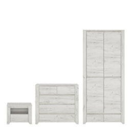 Furniture To Go Angel 3 Piece Bundle, Bedside, Chest And 2 Door 2 Drawer Wardrobe - thumbnail 1
