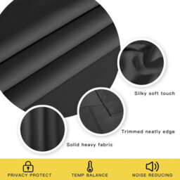 Ameha Plain Blackout Curtain 230Gsm Thick Thermal Insulated Ready Made Eyelet Dark Grey Curtains 46''x54'' Pair With 2X Tie Backs - thumbnail 3
