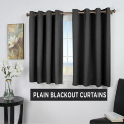 Ameha Plain Blackout Curtain 230Gsm Thick Thermal Insulated Ready Made Eyelet Dark Grey Curtains 46''x54'' Pair With 2X Tie Backs - thumbnail 1