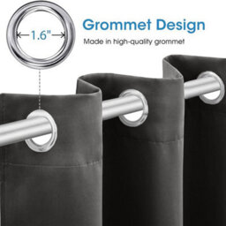 Ameha Plain Blackout Curtain 230Gsm Thick Thermal Insulated Ready Made Eyelet Dark Grey Curtains 46''x54'' Pair With 2X Tie Backs - thumbnail 6