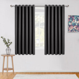 Ameha Plain Blackout Curtain 230Gsm Thick Thermal Insulated Ready Made Eyelet Dark Grey Curtains 46''x54'' Pair With 2X Tie Backs - thumbnail 9
