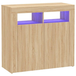Vidaxl Sideboard With Led Lights Sonoma Oak 80X35X75 Cm - thumbnail 2