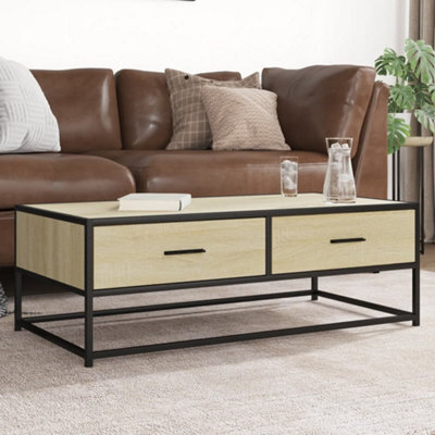 Walplus Coffee Table Sonoma Oak 100X50X35 Cm Engineered Wood And Metal - image 1