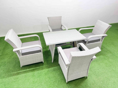 Fimous Outdoor Rattan Garden Furniture Set Patio 4 Chairs Plus Rectangular Dining Table Sets Light Grey Mixed - image 1