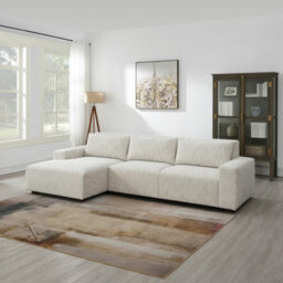 Xample Zyllah Beige Fabric Corner Sofa With Chaise Ivory Natural Tones, Pocket Coil Cushions, Sinuous Spring Support, Reversible Cushions - thumbnail 3