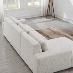 Xample Zyllah Beige Fabric Corner Sofa With Chaise Ivory Natural Tones, Pocket Coil Cushions, Sinuous Spring Support, Reversible Cushions - thumbnail 6