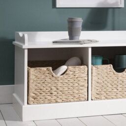 Nöa & Nani Noa & Nani Storage Bench With 3 Brown Baskets In Classic White Stockholm - thumbnail 3