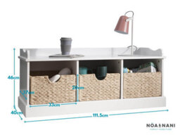 Nöa & Nani Noa & Nani Storage Bench With 3 Brown Baskets In Classic White Stockholm - thumbnail 7