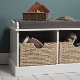 Nöa & Nani Noa & Nani Storage Bench With 3 Brown Baskets In Classic White Stockholm - thumbnail 6