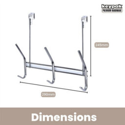 Keypak Over The Door Hook Rack - 3 Black Nickel Double Hooks - 29Cm Wide For Hanging Storage For Coats, Towels, Scarves, Bags - thumbnail 3