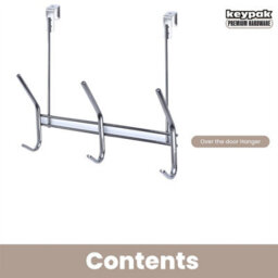 Keypak Over The Door Hook Rack - 3 Black Nickel Double Hooks - 29Cm Wide For Hanging Storage For Coats, Towels, Scarves, Bags - thumbnail 4