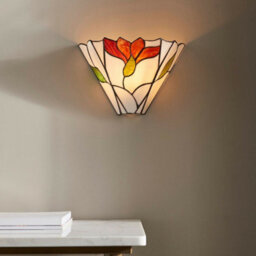 Tiffany Glass Floral Design Wall Light - Dark Bronze Effect - Dimmable Led Lamp - thumbnail 3