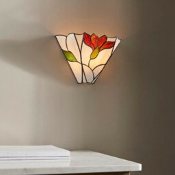 Tiffany Glass Floral Design Wall Light - Dark Bronze Effect - Dimmable Led Lamp - thumbnail 4