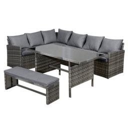 OSeasons Fiji Rattan 8 Seat Corner Dining Set In Pewter Grey - thumbnail 2