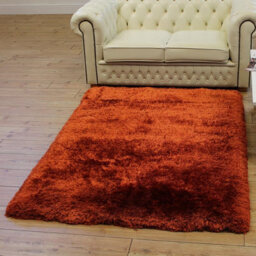 Orange Easy To Clean Plain Handmade , Luxurious , Modern , Plain , Shaggy , Sparkle Rug For Living Room, Bedroom - 120Cm X 170Cm - thumbnail 3