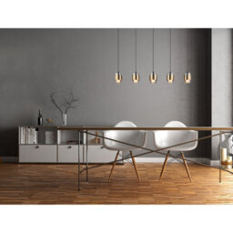 Luminosa Lighting Luminosa Milley Bar Pendant Ceiling Light Matt Black Smoke Glass Shade 5X E27 - thumbnail 5