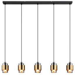 Luminosa Lighting Luminosa Milley Bar Pendant Ceiling Light Matt Black Smoke Glass Shade 5X E27 - thumbnail 3