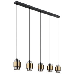 Luminosa Lighting Luminosa Milley Bar Pendant Ceiling Light Matt Black Smoke Glass Shade 5X E27 - thumbnail 2